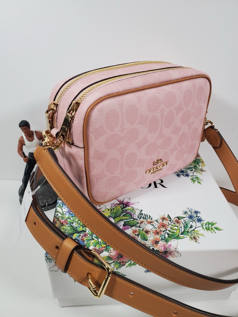 NWT Coach Powder Pink Mini Carey Crossbody Bag in Signature Canvas - Picture 3 of 13